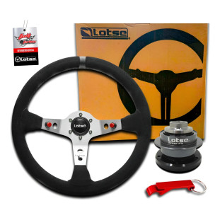 Volante Lotse Dakar Indicador Preto + Cubo Saque Rapido Vw