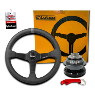 Volante Lotse Wrc Indicador Preto + Cubo Fixo Gm Opala