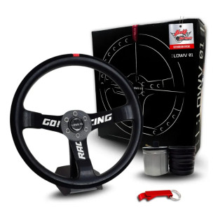 Volante Lowv Sniper Rev Couro Go Racing Cubo Gol G1 Preto