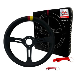 Volante Esportivo Lowv Euro Revestido Em Couro